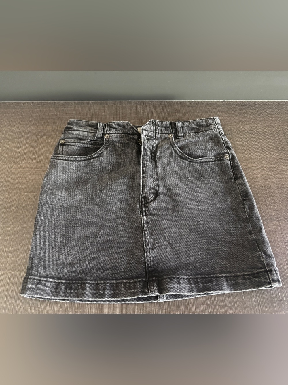 We The Free Washed Black Mini Denim Skirt